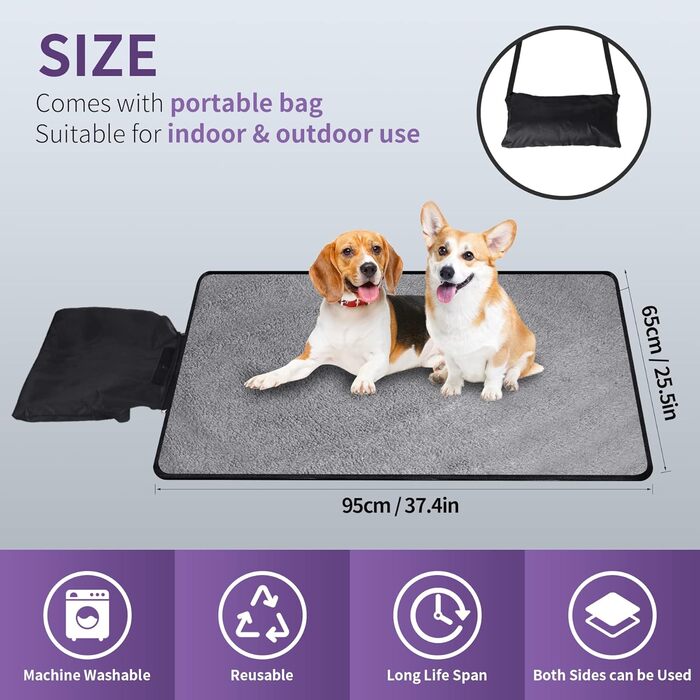 Водонепроникна килимок для собак та котів 95x65 см, складаний, для подорожей та дому