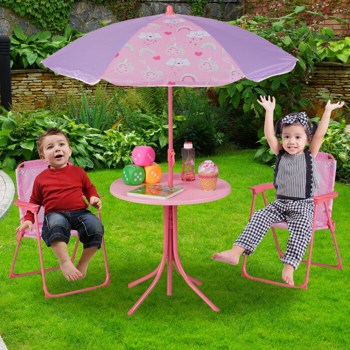 Relaxdays Camping Kids' Seating Set with Umbrella