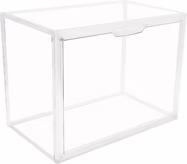 GUDEMAY Transparent Stackable Plastic Boxes with Magnetic Closure - Dustproof Storage Display Case Showcase Ideal for Figurines, Books, Cosmetics, Shoes, and Handbags (3-Piece Set) Transparent - 3-Piece Set