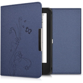 Чохол-книжка kwmobile для Tolino Shine 2 HD - Чохол для електронного читача з квітковим принтом (підрісники, метелики) білий/чорний/темно-синій