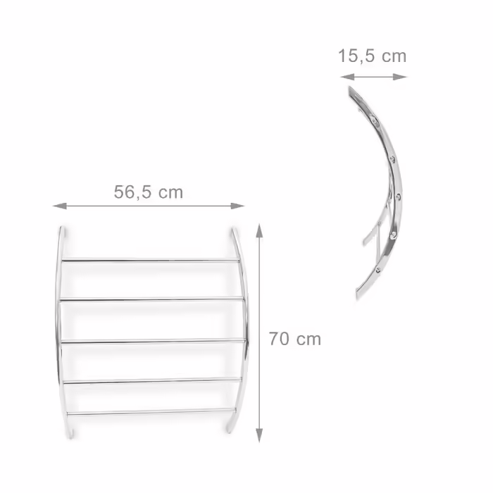 Relaxdays Wall Towel Rack, Steel, 5 Bars