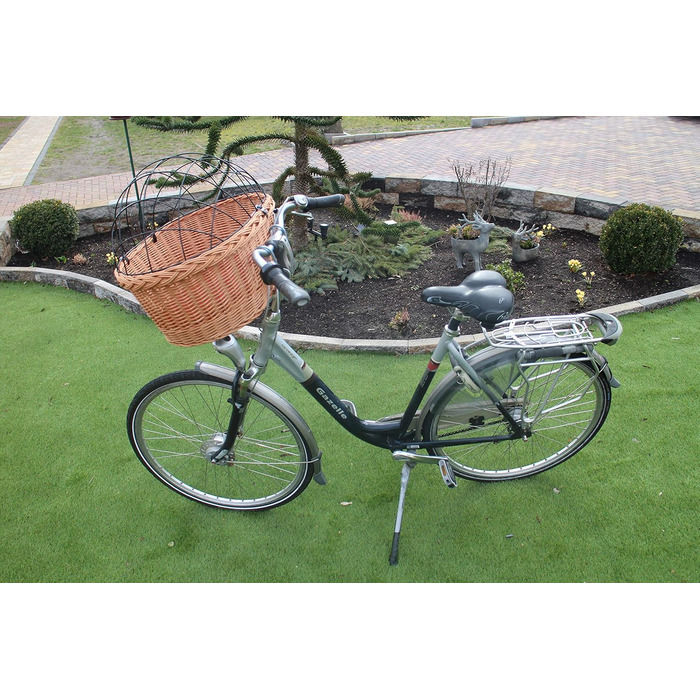 Кошик для собаки на кермо велосипеда з ротангу з металевою сіткою та подушкою XL або XXL. Кошик для собак, велосипедний кошик, кошик для покупок (XL з подушкою) (XXL з подушкою)