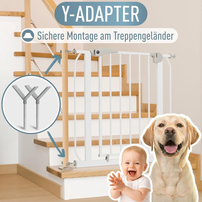 Захист для сходів IB STYLE для дітей - сітка для сходів, перешкоджає потраплянню тварин, без свердління, білий, 67-75 см (Y-адаптер (набір 2 шт))