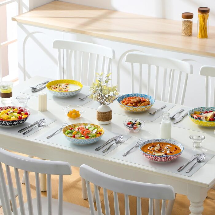 Набір супових тарілок Vancasso Selene, 6 шт, 1200 мл, з пастельного порцеляну – для супу, пасти, салатів, мікрохвильова піч