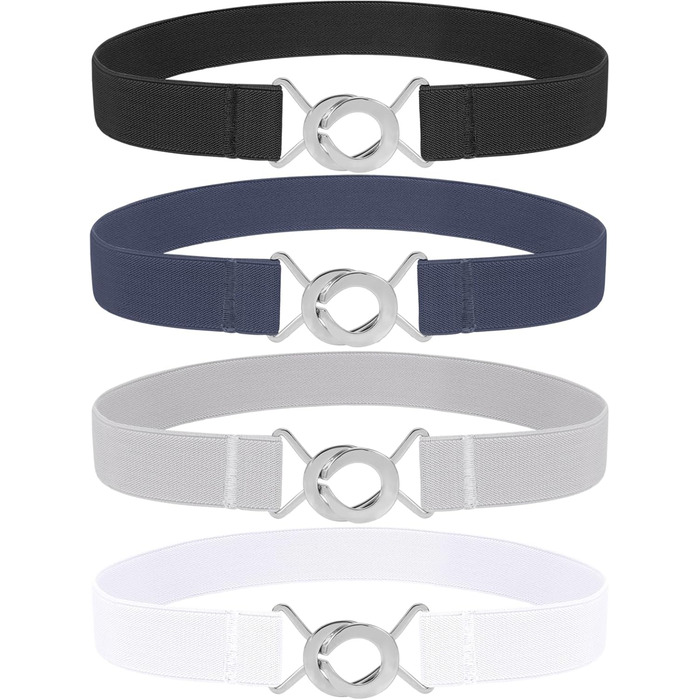 Еластичний ремінь LeaCoolKey для жінок та чоловіків, тонкий, стрейчевий, для суконь та джинсів, чорний, коричневий, білий, блакитний (80 см), розмір талії: 76-90 см