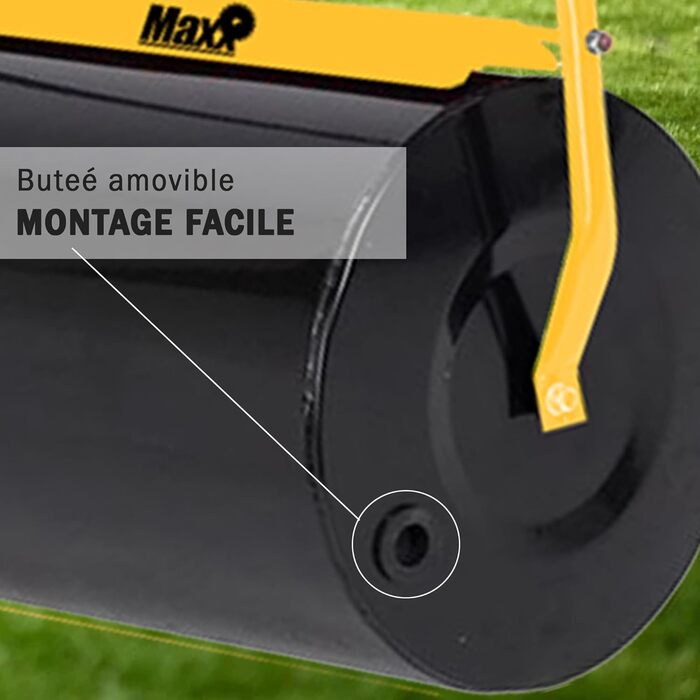 MaxxGarden Fillable Lawn Roller - Fillable garden roller with sand or water - Up to 50L - Lawn roller for lawns - 50cm x 32cm - Roller for leveling and pressing seeds - Size M - Black/Yellow