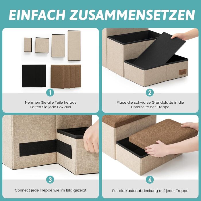 Сходинка для собак маленьких порід зі зберіганням, широка, складна для ліжка та дивану, з неслизьким дном, вологостійка (4x72x42.5 см), розмір 4x72x42.5 см (колір: коричневий, кількість: 4, розмір: 43x97x56 см)