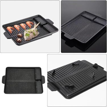 LADAMI Корейський BBQ-гриль для газової плити, антипригарна прямокутна сковорода-гриль для кемпінгу, для приміщень і вулиці