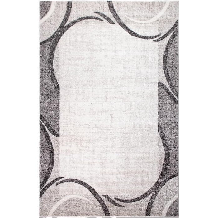 oKu-Tex килим для вітальні [80x150 см] з м'якого короткого ворсу кремового кольору - сучасний килим для дому з хвилястим геометричним дизайном, прямокутний, німецька якість