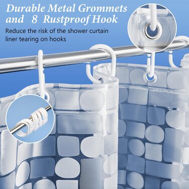 Шторка для душу LEMON CLOUD з антигрибковим покриттям та магнітною нижньою фіксацією, 183x200 см, водонепроникна, антибактеріальна, PEVA, з 12 кільцями, геометричний дизайн