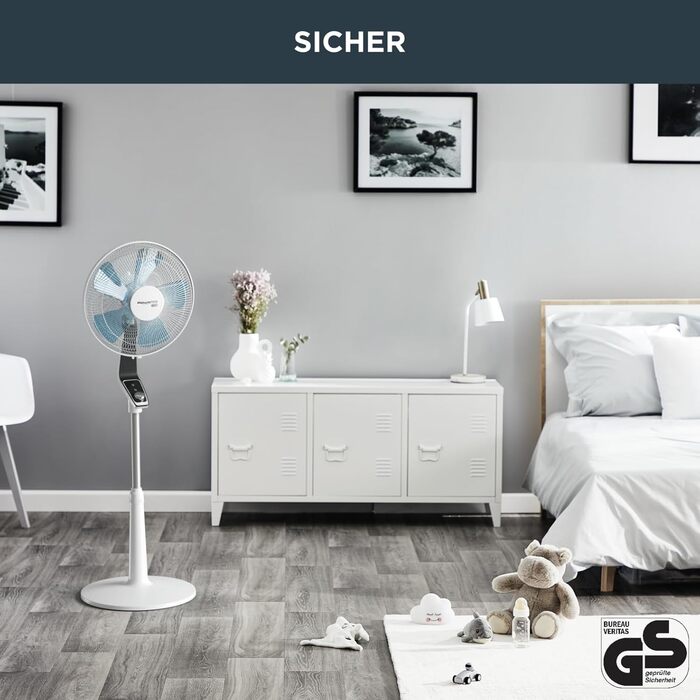 Вентилятор Rowenta Turbo Silence Extreme: тихий, потужний, з авто-обертанням, 4 швидкості, нічний режим, білий/чорний, VU5640 Hell