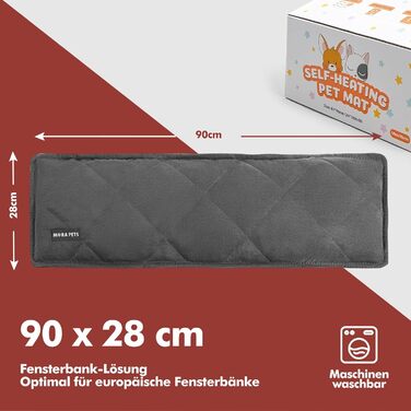 Самогріюча ковдра для собак та котів Mora Pets, 89 x 58 см, тепла, м'яка, без електроенергії, для домашніх тварин, темно-сірий велюр