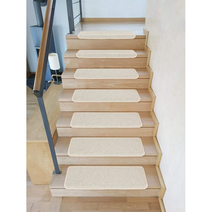 Ступінчасті килимки для сходів Kettelservice-Metzker Ґетеборг, прямокутні, набір з 15 шт. (18 шт., світло-бежевий)