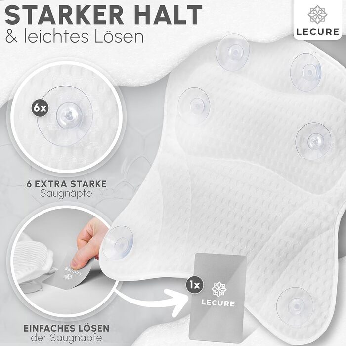 Подушка для ванни з губкою [в комплекті] - Дихаюча подушка для ванни для шиї та спини з ергономічною формою - Якісна подушка для розслаблення