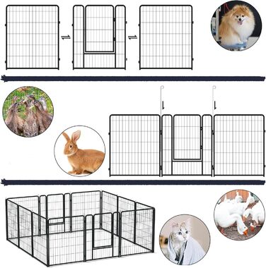 Вольєр для цуценят/собак Freigehege, складаний, 6 секцій, 65x80 см, чорний (6 шт.)