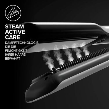 Bellissima Steam Elixir: випрямляч для волосся з парою, керамічне покриття з аргановою олією, 4 температурні режими, захисна килимок