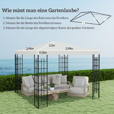 Outsuuny Replacement Canopy for Gazebo 3 x 3 m, Waterproof Gazebo Roof, Replacement Cover for Garden Gazebo, Replacement Parts made of Oxford Fabric, 370 g/m², Light Grey | Aosom