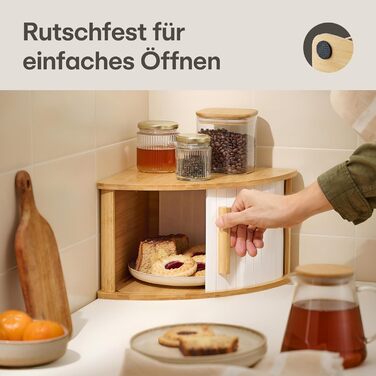 Бротокнига Praknu з дерева з ковзними дверцятами - Економія місця - Зберігає хліб свіжим - Легка збірка з інструкцією (Білий)
