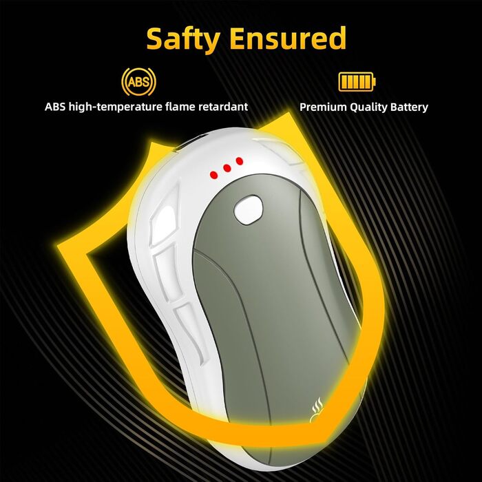 Електричні грілки для рук 2 шт. FANDLISS, портативні, акумуляторні, 6000mAh, до 12 годин роботи, USB, для кемпінгу, полювання, гольфу, білий/зелений