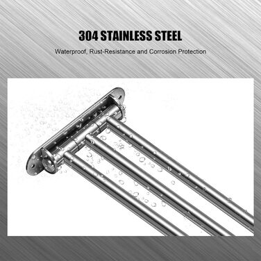 Тримач для рушників у ванну кімнату з 3-ма полицями, поворотний, 40 см, нержавіюча сталь, сріблястий