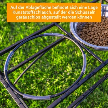 Підставка для мисок для собак маленьких, середніх та великих порід з 2 нержавіючих мисок, стабільна станція для годування, неслизька підставка для мисок для води та корму, годівниця для собак (S)