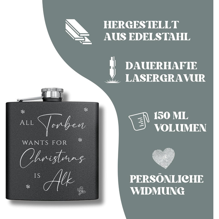 Набір фляг з гравіюванням - персоналізований з іменем - ідеальний подарунок на весілля та для чоловіків - нержавіюча сталь (Дизайн 10)