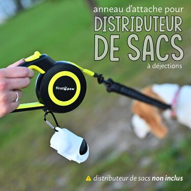 Висувна поводок для собак Rollleine 5м з функцією зупинки - зручний поводок для прогулянок - для собак маленьких порід та середніх до 20кг - жовтий