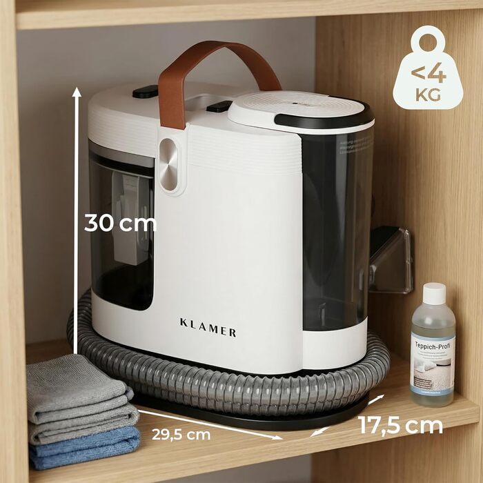 KLAMER Пилосос миючий для м'яких меблів та килимів 500W, 2-баковий, 1.6л, 15 кПа, з функцією самоочищення