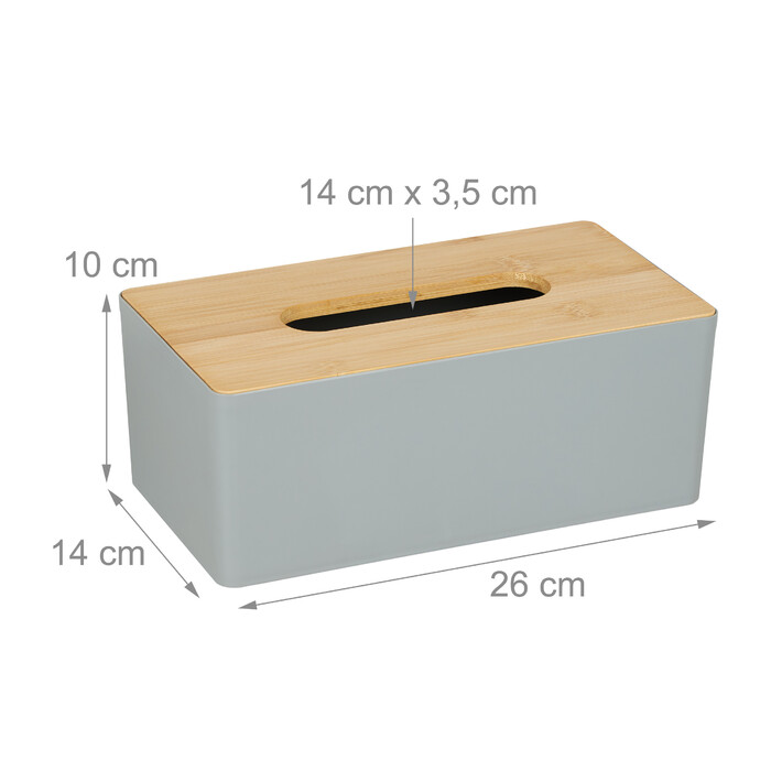 Relaxdays Grey Towel Box with Bamboo Lid