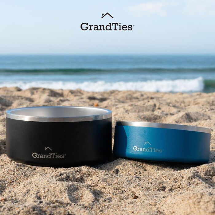 Нержавійна чаша для собак та котів GrandTies, гравіювання, багаторазове використання, BPA-free, ізольована, велика (1890 мл), колір: Powder Green