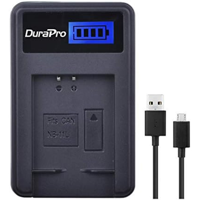 Два акумулятори DuraPro NB-11L + LCD-USB-зарядний пристрій для Canon PowerShot та ELPH/IXUS