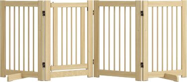 Захисне загородження для собак PawHut - 204 x 75 см, 4 панелі, білий, з натурального дерева