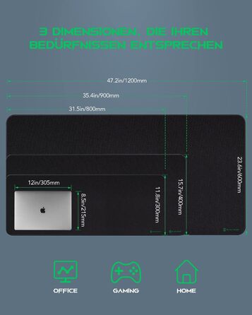 Чорний ігровий килимок Black Shark XL 900x400 мм з вологостійким покриттям та антиковзаючою основою