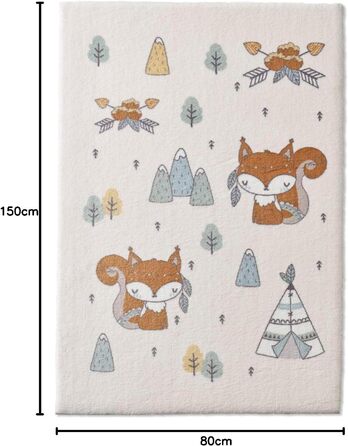 Taracarpet Rug for Children's Room, Kids' Rug and Teen Room Rug, Soft, Cozy, and Soft in Various Designs, Squirrel Brown, 080x150 cm