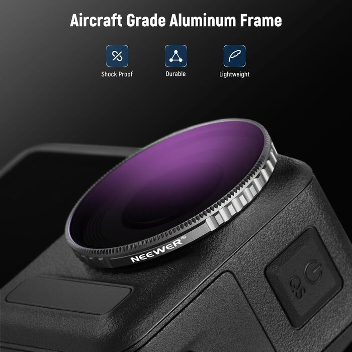 Набір фільтрів NEEWER CPL та ND для DJI Osmo Action 4/Action 5 Pro (4 шт.): CPL+ND8+ND16+ND32. Сумісний з FL-A12. Оптичне покриття, аксесуари для екшн-камери