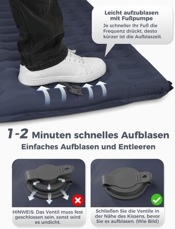 Каремат туристичний Yissvic Isomatte самонадувний з насосом, ультралегкий, для кемпінгу та піших прогулянок, блакитний