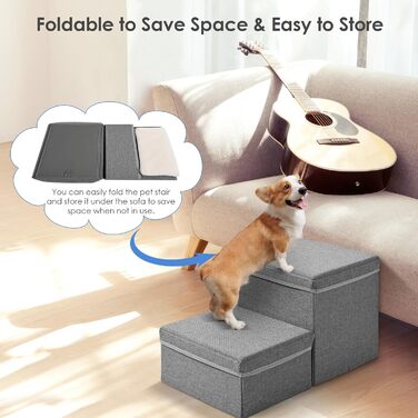 Сходинки для собак MINENICE - 2 шт., складані, з ящиками для зберігання, для маленьких собак, для диванів та ліжок