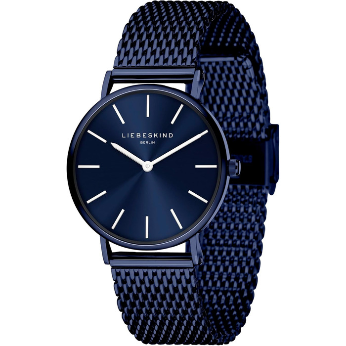 Годинник Liebeskind Berlin для жінок – круглий кварцовий годинник 34 мм – сітчасте браслет – водостійкий 5ATM – сучасний та елегантний (блакитний)