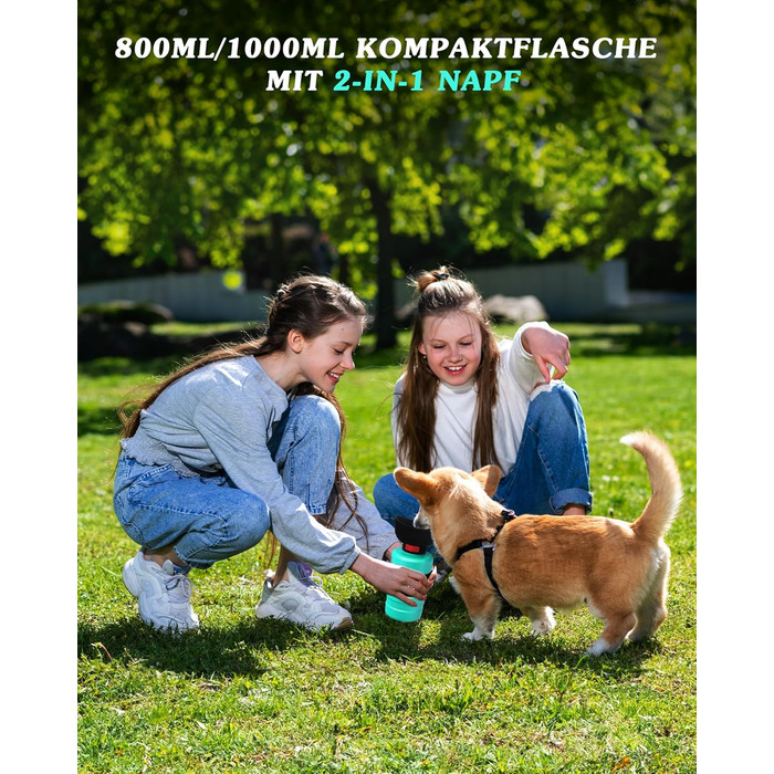 Складана пляшка для води для собак Lesotc 800 мл, блакитний колір, для прогулянок, подорожей та кемпінгу
