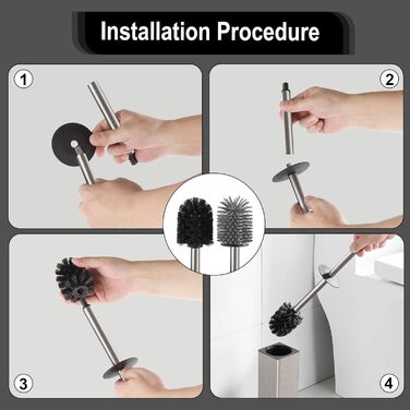 Металева щітка для туалету BVL з двома насадками, квадратна, для ванної кімнати (з щіткою)
