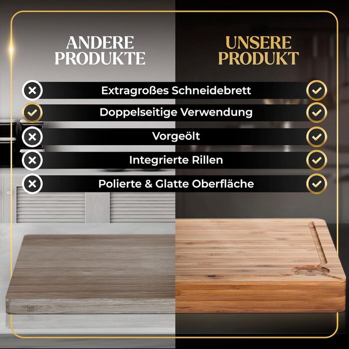 Дерев'яний обробний стіл Deer & Oak з бамбуком, 40 x 30 x 3,8 см - для м'яса, овочів та хліба