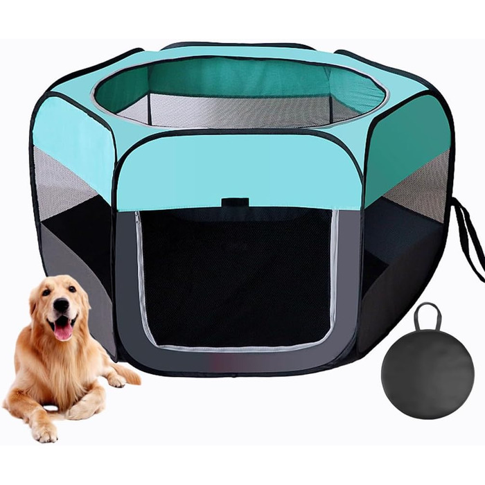 Переносний загін для собак та котів XL, переносна клітка для тварин, переносна коробка для собак, клітка для вагітних котів (м'ятно-блакитний)