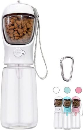 Турботрінка для собак на винос, портативна пляшка для води без BPA, дорожня миска для води для собак маленьких порід, водонепроникний диспенсер для води для домашніх тварин Outdoor (білий) Білий (550 мл + 100 г, білий)