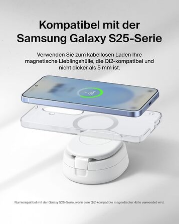 Бездротова зарядна станція 2-в-1 Belkin BoostCharge Qi2 15W MagSafe для iPhone 17, AirPods, Pixel, біла (з адаптером 30 Вт)