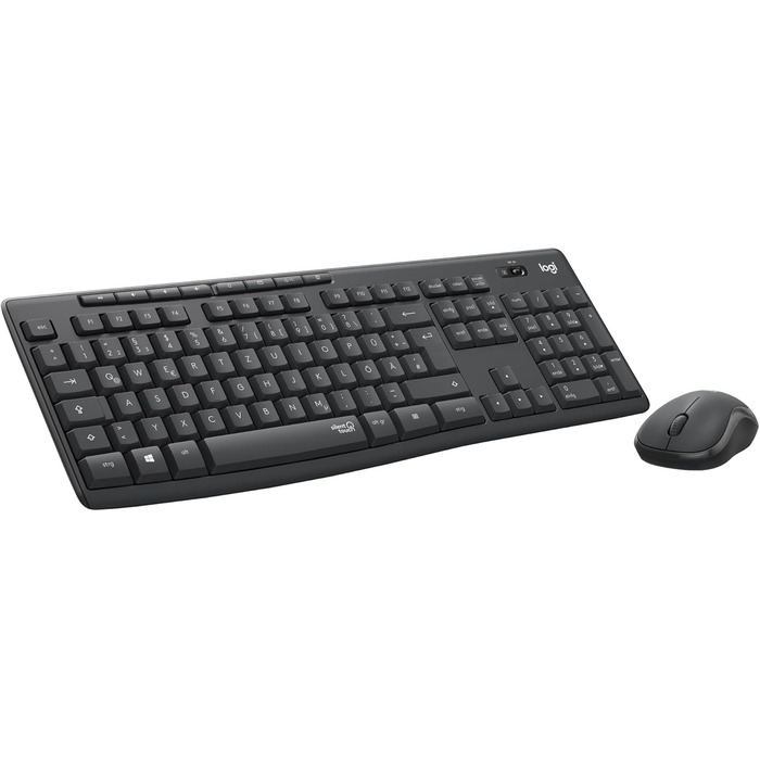 Комплект бездротової клавіатури та миші Logitech MK295 з технологією SilentTouch, QWERTZ, чорний, для комфортної роботи