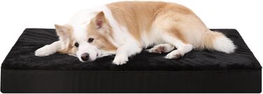 KSIIA Orthopedic Dog Bed for Large Dogs, XL Washable Dog Cushion Fluffy Dog Mat Dog Mattress with Removable Cover in 105x70x8cm (L 105 x W 70 x H 8 cm, Black)