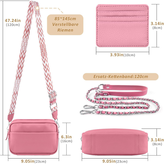 Сумка через плече BROTOU з натуральної шкіри, чорна. Маленька жіноча сумка з 3 відділеннями та широким ременем