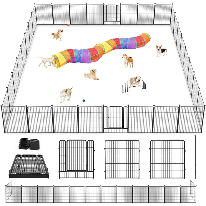 Металевий вольєр для собак на 32 панелі, 81,3 см, для вулиці, портативний, для середніх та маленьких собак