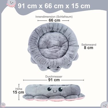 Кругле ліжко для собак та котів Jiupety Boho XL, рожеве, з м'яким кріслом, для великих собак, антистрес, ліжко-крісло для тварин