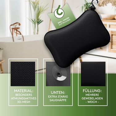SilverRack Bathtub Pillow MEDIUM-SOFT [3D] - Neck Pillow for Bathtub with Suction Cups as Bathtub Accessory - Pillow for Bathtub - Bath Pillow with Ergonomic Fit (Black Small)